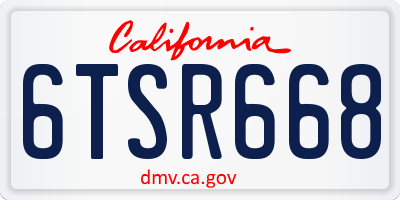 CA license plate 6TSR668