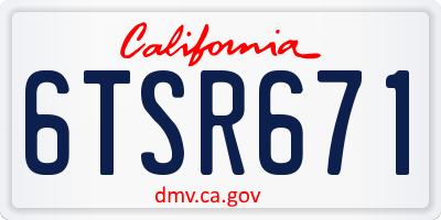 CA license plate 6TSR671