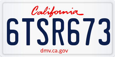 CA license plate 6TSR673