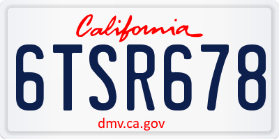CA license plate 6TSR678