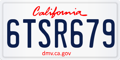 CA license plate 6TSR679