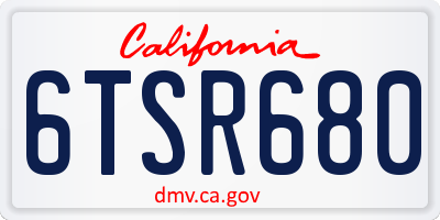 CA license plate 6TSR680