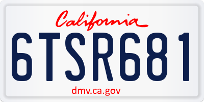 CA license plate 6TSR681
