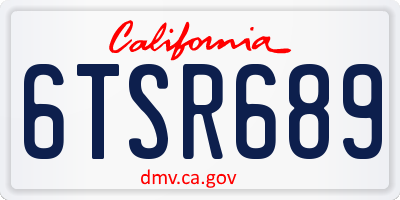CA license plate 6TSR689