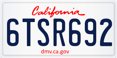 CA license plate 6TSR692