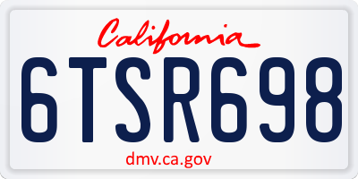 CA license plate 6TSR698