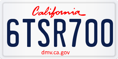 CA license plate 6TSR700