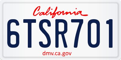 CA license plate 6TSR701