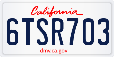 CA license plate 6TSR703
