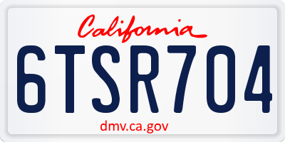 CA license plate 6TSR704