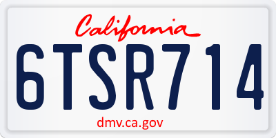 CA license plate 6TSR714