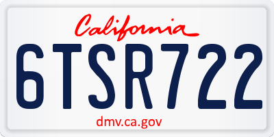CA license plate 6TSR722