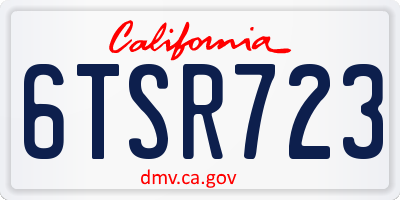 CA license plate 6TSR723