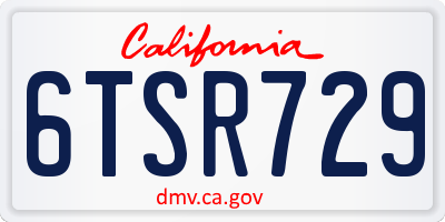 CA license plate 6TSR729