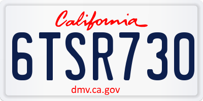 CA license plate 6TSR730
