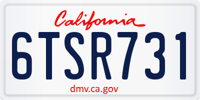 CA license plate 6TSR731