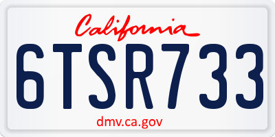 CA license plate 6TSR733