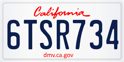 CA license plate 6TSR734