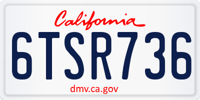 CA license plate 6TSR736