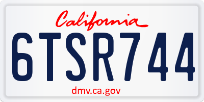 CA license plate 6TSR744