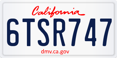 CA license plate 6TSR747