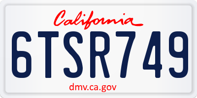 CA license plate 6TSR749