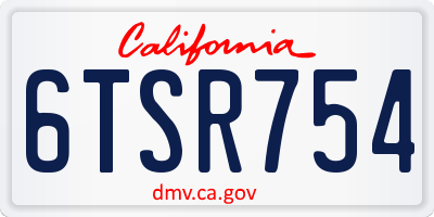 CA license plate 6TSR754