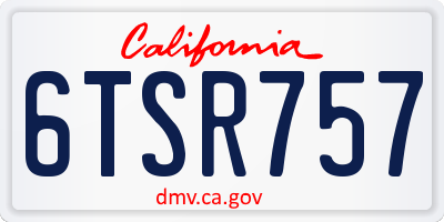 CA license plate 6TSR757