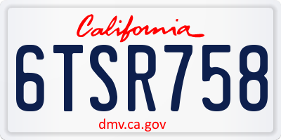 CA license plate 6TSR758