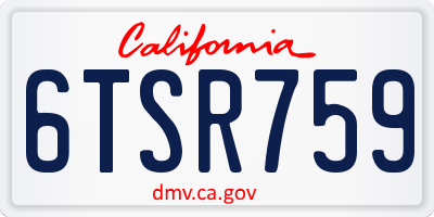 CA license plate 6TSR759