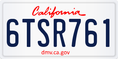 CA license plate 6TSR761