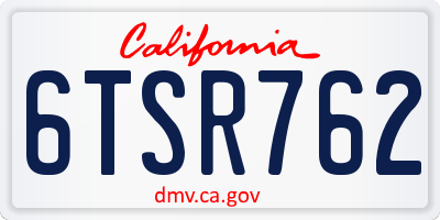 CA license plate 6TSR762