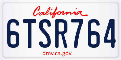 CA license plate 6TSR764