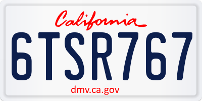 CA license plate 6TSR767
