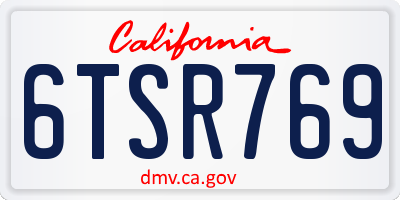 CA license plate 6TSR769