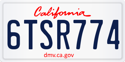 CA license plate 6TSR774