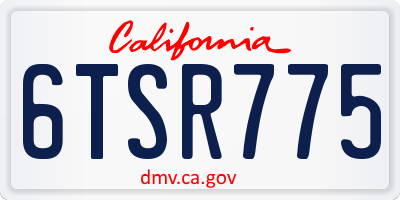 CA license plate 6TSR775
