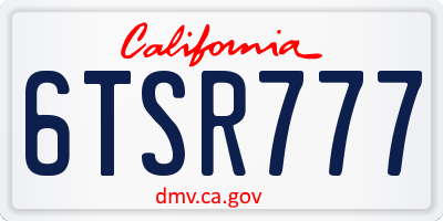 CA license plate 6TSR777