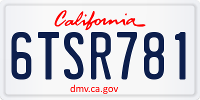 CA license plate 6TSR781