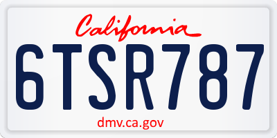 CA license plate 6TSR787