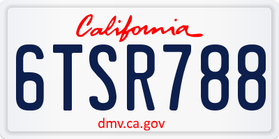 CA license plate 6TSR788