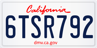 CA license plate 6TSR792