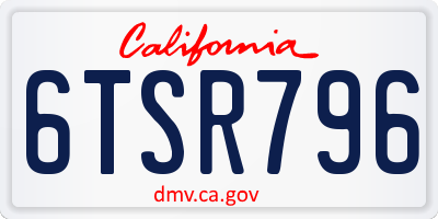 CA license plate 6TSR796