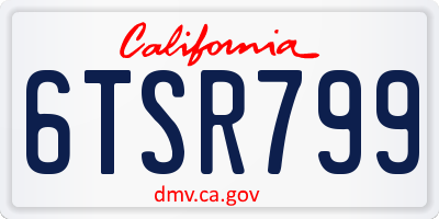 CA license plate 6TSR799