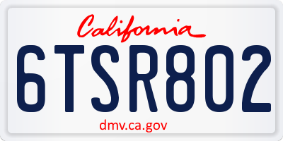 CA license plate 6TSR802