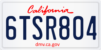 CA license plate 6TSR804