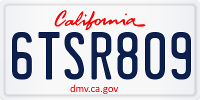 CA license plate 6TSR809