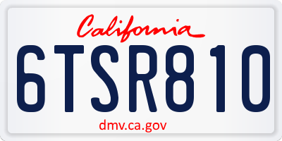 CA license plate 6TSR810
