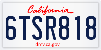 CA license plate 6TSR818