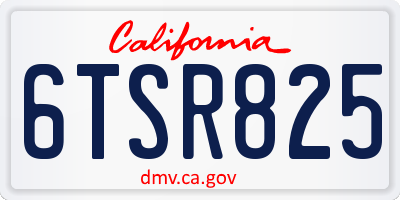 CA license plate 6TSR825